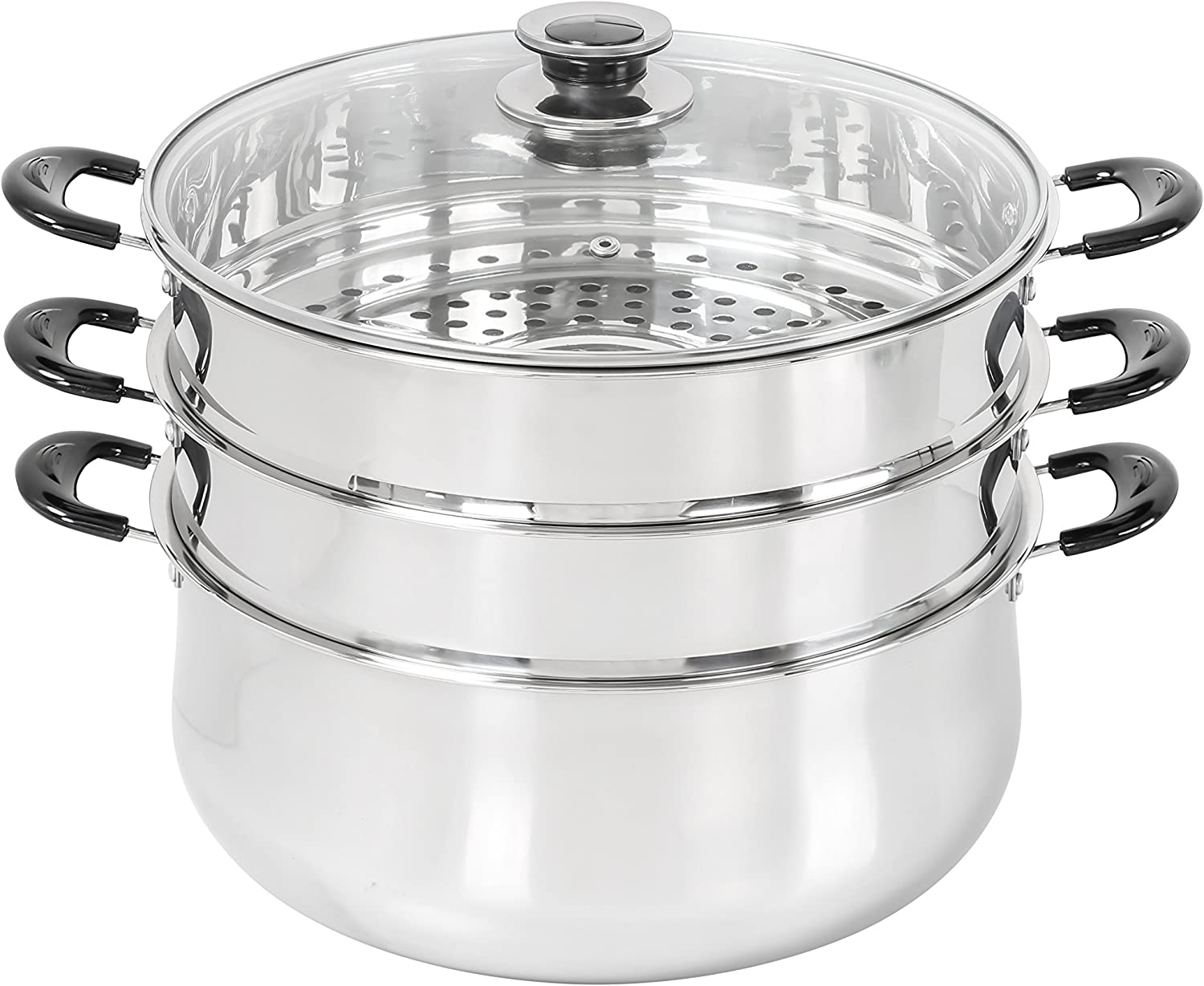 Concord Stainless Steel Stock Pot w/Steamer Basket Cookware Great for Boiling and Steaming (24 quart)