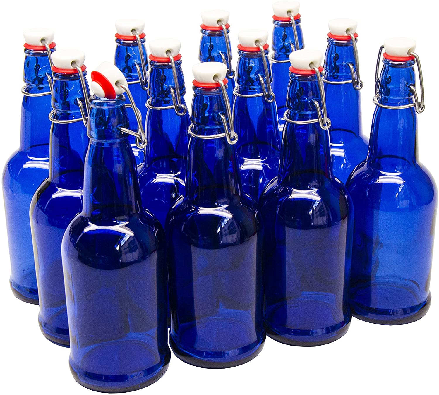 1 L Cobalt Blue EZ Cap Swing Top Bottles (Case of 12)