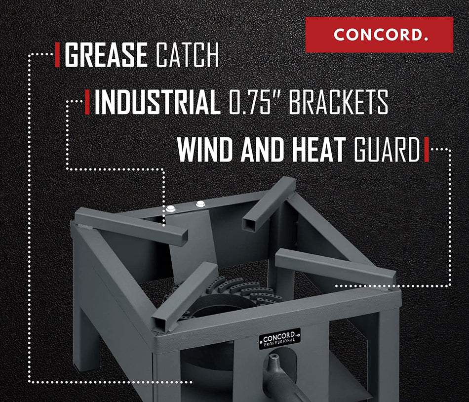Concord 13" Professional Single Cyclone Wok Burner with Stand - Up to 100,000 BTU. Great for Home Brewing, Wok Stir Fry, Turkey, Etc.