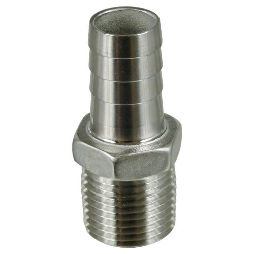 304 Stainless Steel 1/2" MPT to 5/8" Barb - High-Flow Sanitary Fitting