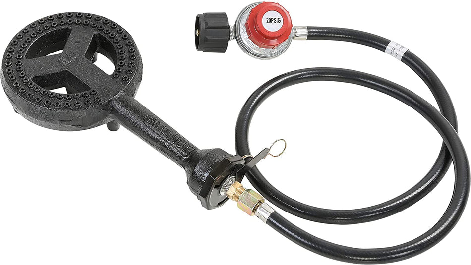 Concord 6" Diameter High Pressure Banjo Jr Burner Head with Brass Orifice and Build in Stand (Burner Head with Regulator Hose)