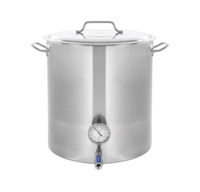 Stainless Steel Home Brew Kettle - Stainless Steel Pot w/ Ball Valve & Thermometer