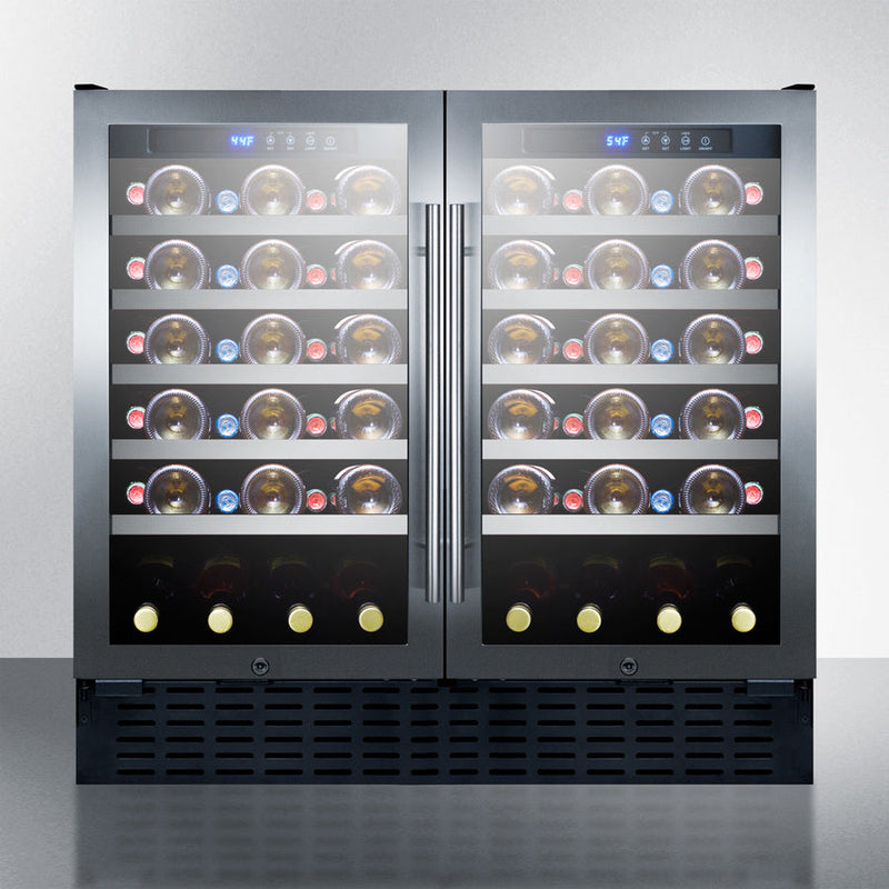 36 Inch Wide 68 Bottle Capacity Free Standing Wine Cooler with LED Lighting, Dual Temperature Zones and ADA Compliancy (3589235441744)