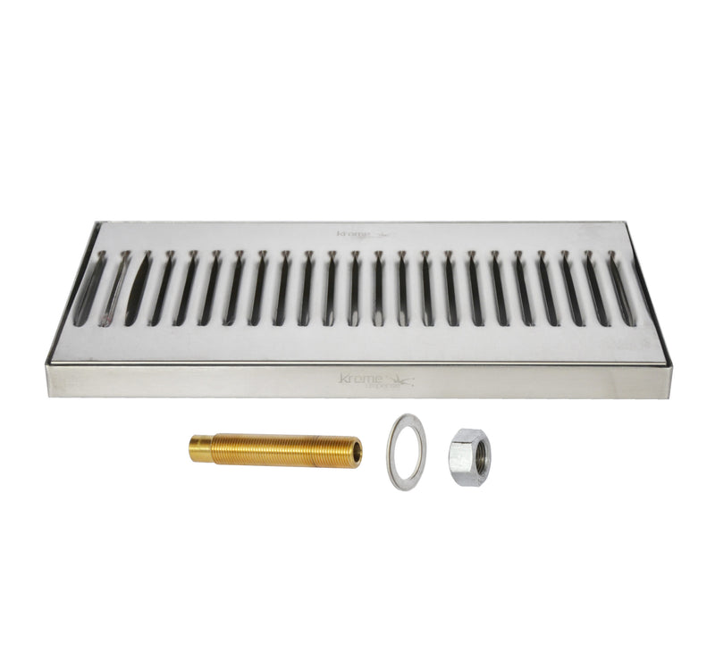 Stainless Steel Drip Tray with Drain - Removable Grill for Draft Beer Bar Service
