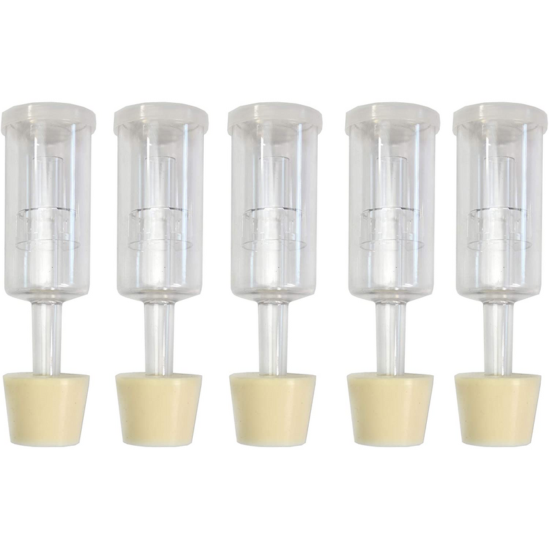 5-Pack Three-Piece Airlock and #6.5 Stopper - Fermentation Set
