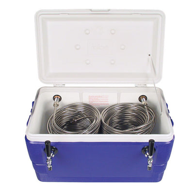 Micro Matic CB482B 48 Quart Ice Water Coil Cooler with 2 Faucets Blue