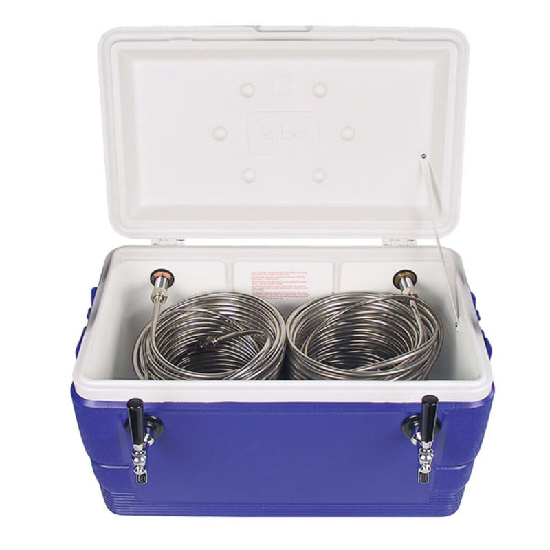 Micro Matic CB482B 48 Quart Ice Water Coil Cooler with 2 Faucets Blue