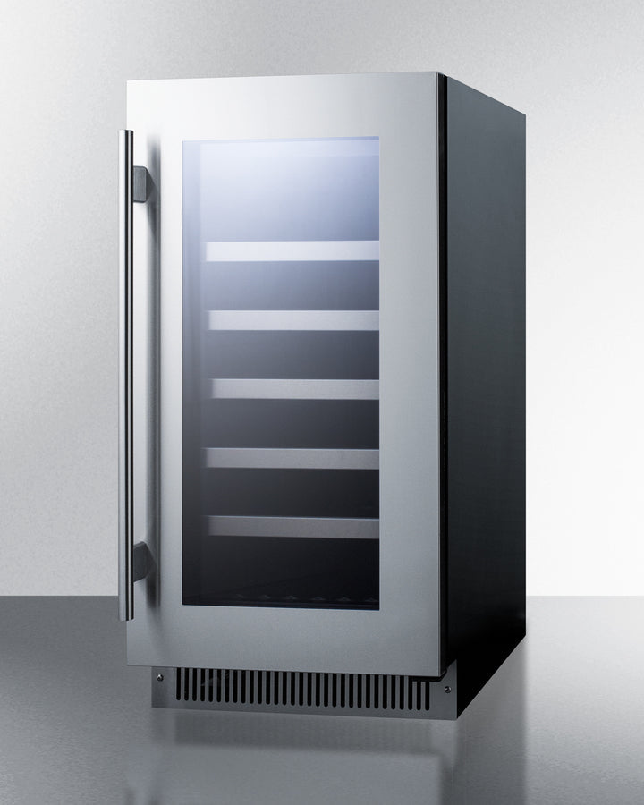 18 Inch Wide 29 Bottle Capacity Free Standing Wine Cooler with LED Lighting and Door Alarm (3589235015760)