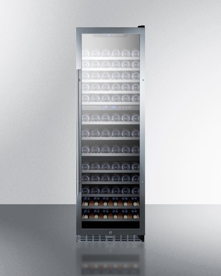 24 Inch Wide 133 Bottle Capacity Free Standing Wine Cooler with LED Lighting and Three Temperature Zones (3589235933264)