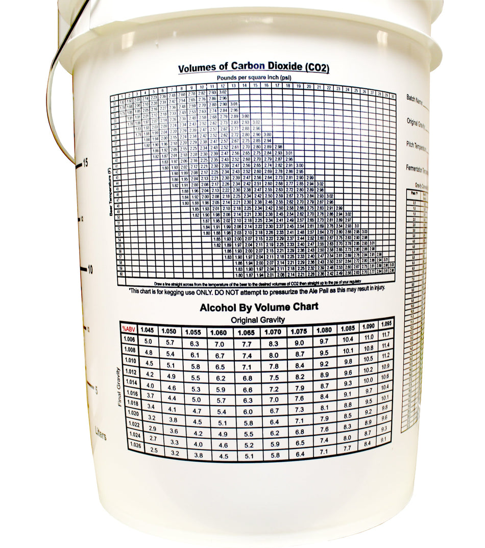 6.5 Gallon Ale Pail Plastic Primary Homebrew Fermenter Bucket with Volume Markings