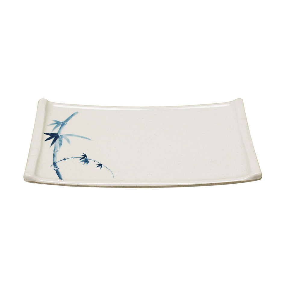 12 Pack 8-1/2" x 4-3/4" x 1-1/8", Bamboo Sashimi Platter, Blue Bamboo Dinnerware, Melamine, BPA Free, Dishwasher Safe, Break-Resistant, Shatter-Resistant, No Microwave, No Oven, NSF
