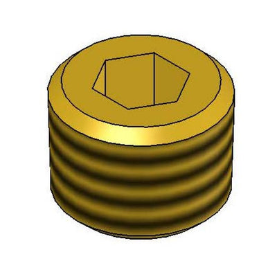 Plug, 3/8" NPT Male, Hex Socket, Brass