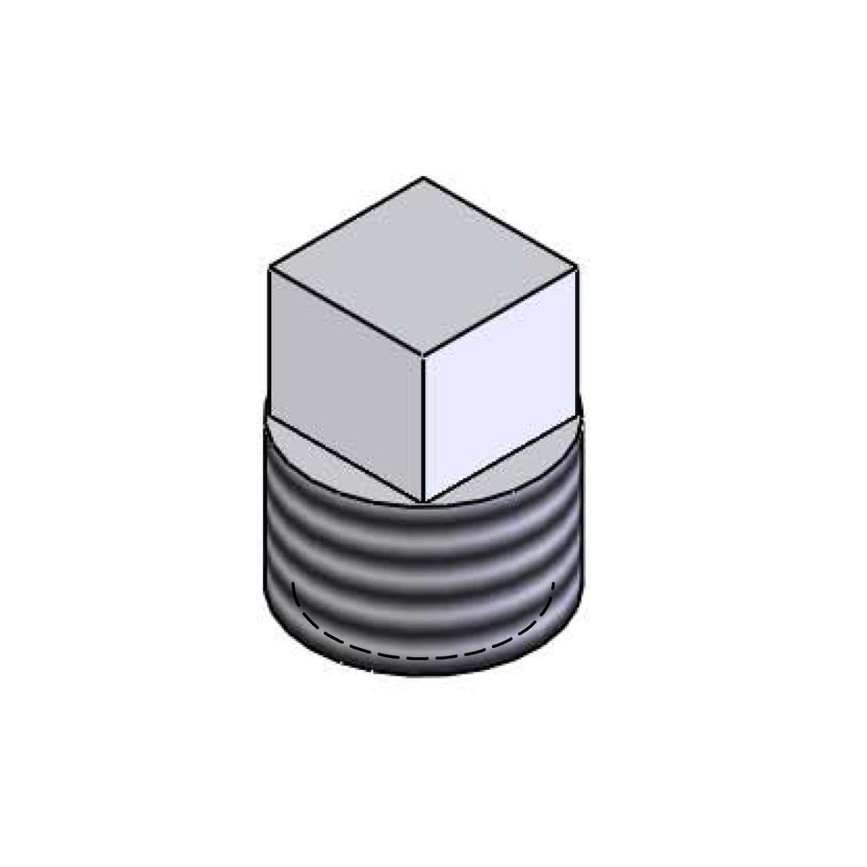 1/2" NPT Square-Head Plug, Unplated Brass