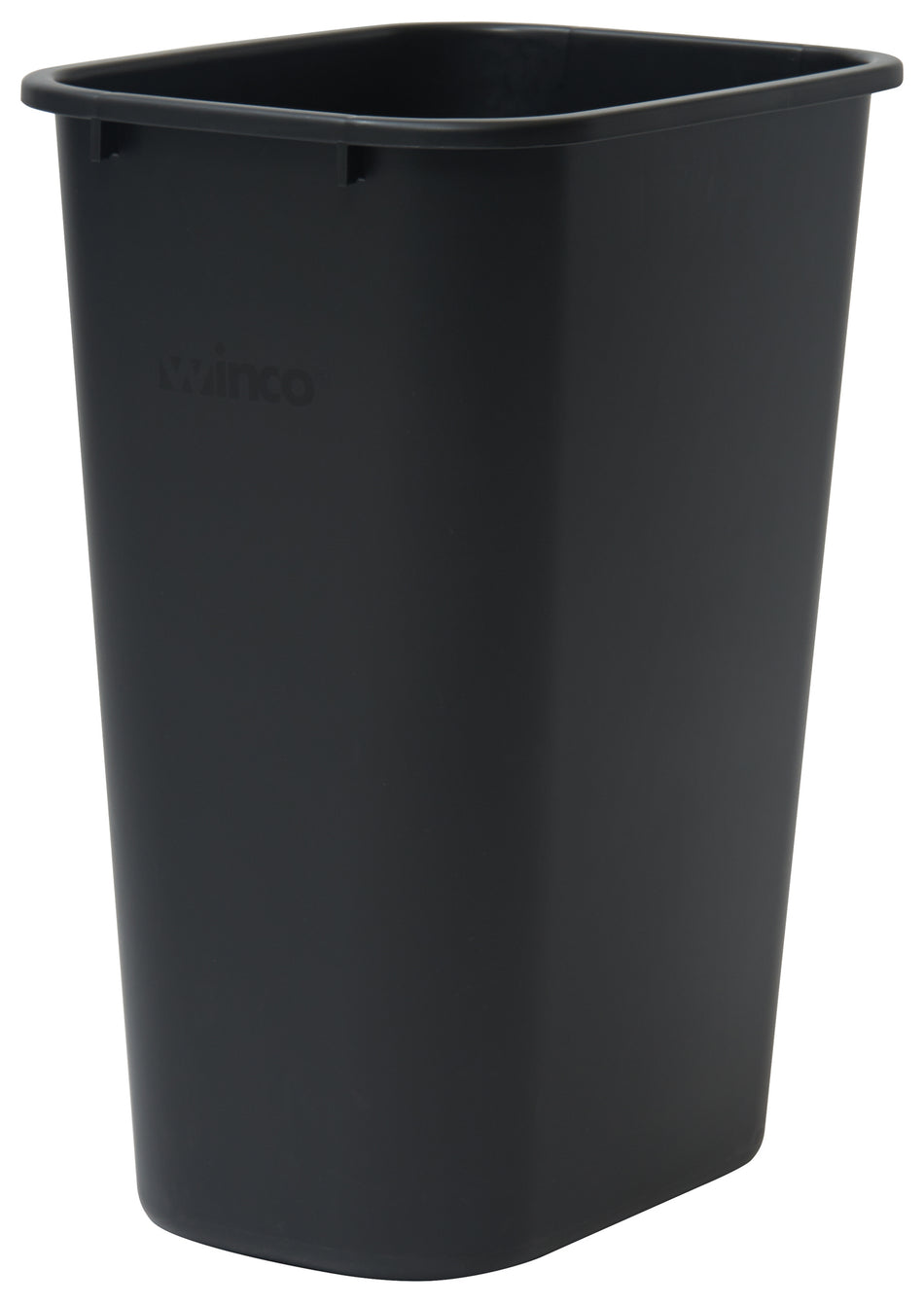 Winco PWR-41K 41 Quart Wastebasket Black LDPE Rectangular Rounded Edges