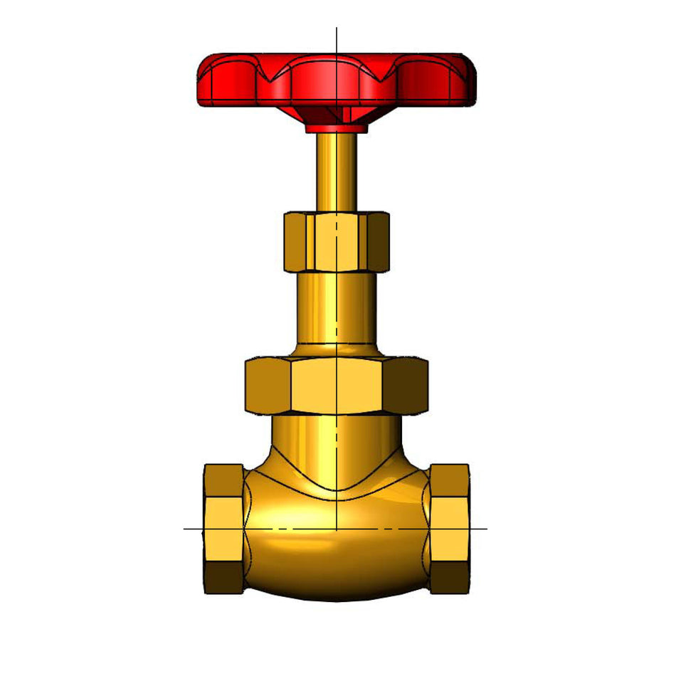 1/2" Globe Valve, Red Handle