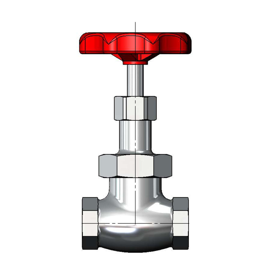 1/2" Globe Valve, Rough Chrome Plated (Standard Red Handle, Unless Otherwise Specified)