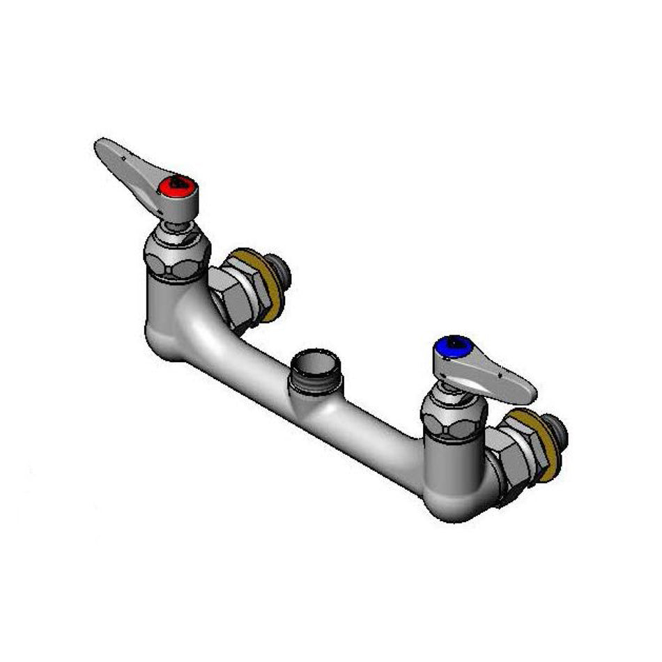 8" Wall Mount Base Faucet, Swivel Outlet, 00CC Inlets, SC Eternas & Lever Handles