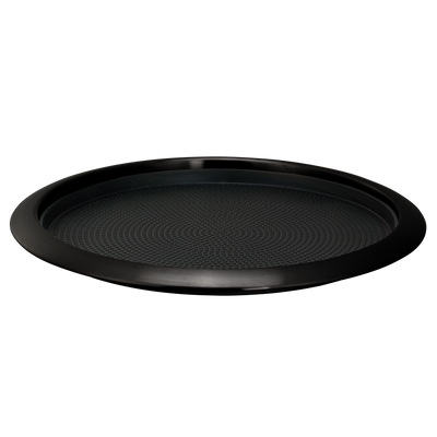 Non-Slip Removable Insert 14 in. Medium Round Serving Tray in Black Onyx