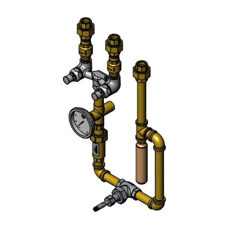 B-2339-LR Piping Assembly: Control Valve, Eterna Cartridges, Thermometer, Dual Check Valves, Hammer Arrestor