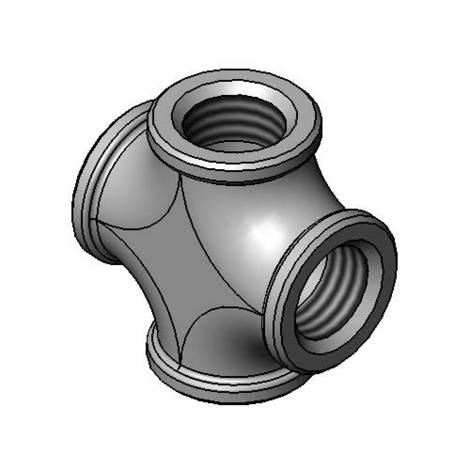 T&S Brass 016804-40 3/8" NPT Cross - Chrome Plated Brass