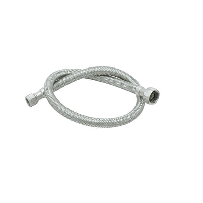 Tin-Lined 24" Flex SS Supply Hose, 3/8" Compression (9/16-24UN) Female x 1/2" NPSM Female