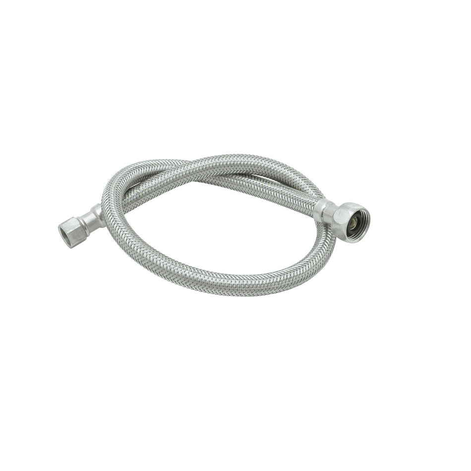Tin-Lined 24" Flex SS Supply Hose, 3/8" Compression (9/16-24UN) Female x 1/2" NPSM Female
