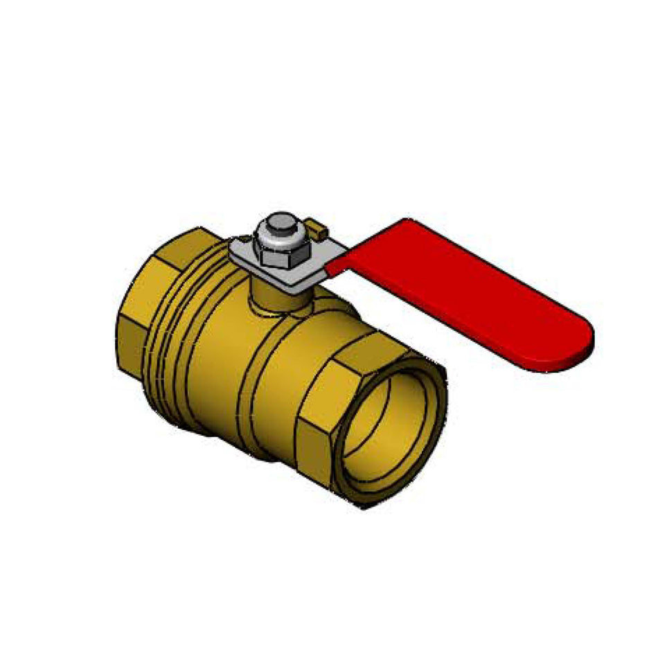 T&S Brass 017487-45R 3/4" Female NPT Ball Valve - Red Lever