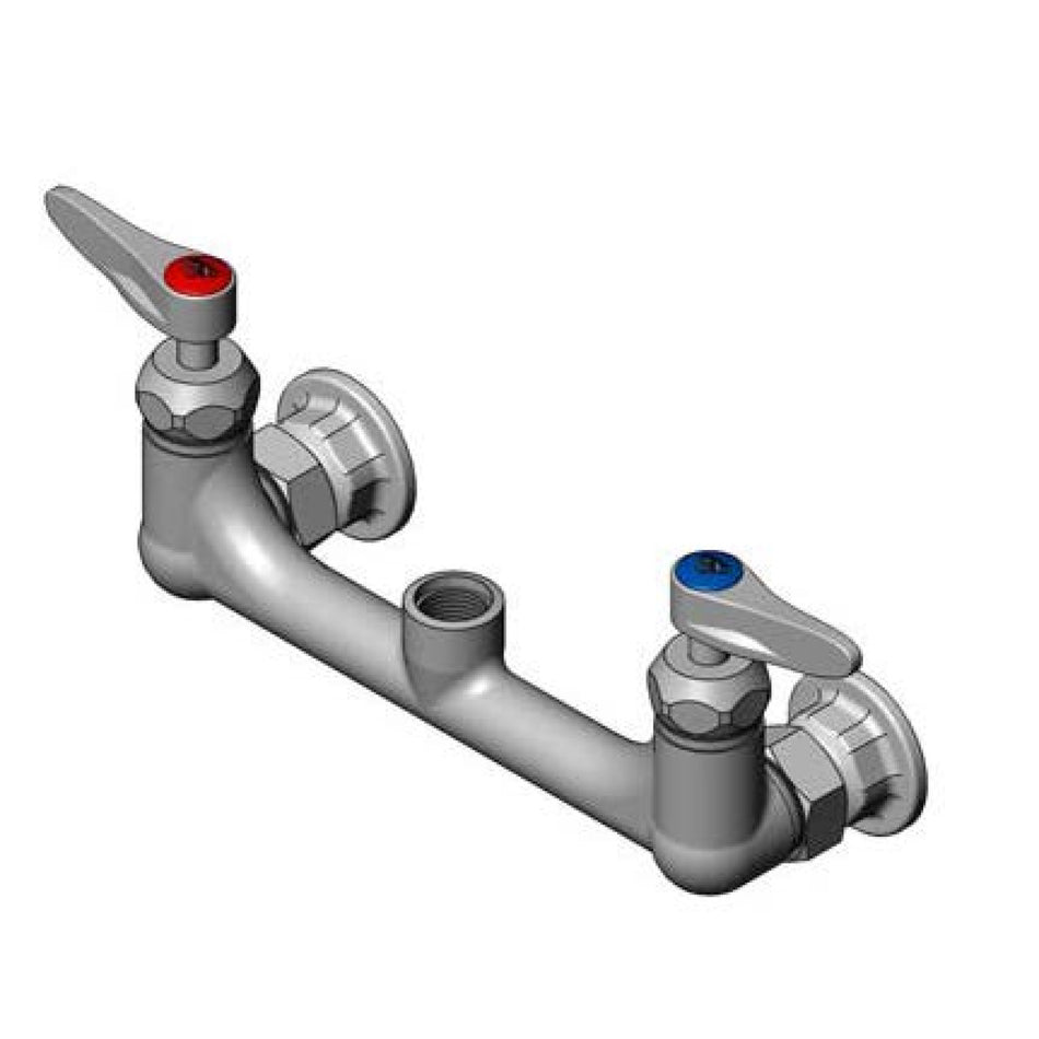 8" Wall Mount Base Faucet, 1/2" NPT Rigid Outlet, Lever Handles, CV-Ceramas