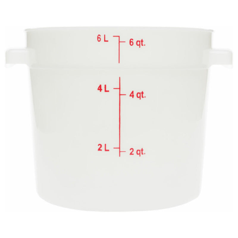 Carlisle 1097502 6 Quarts Round Food Storage Container with Handles Polycarbonate White