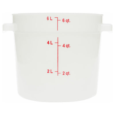 Carlisle 1097502 6 Quarts Round Food Storage Container with Handles Polycarbonate White