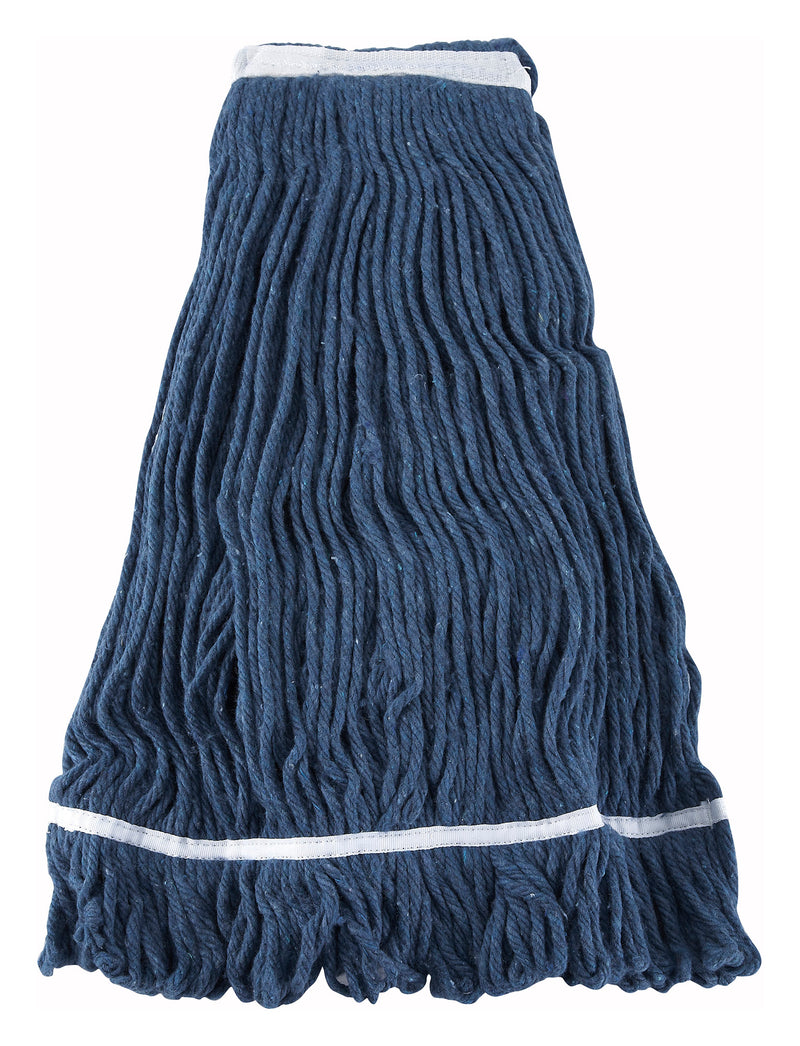 Winco MOP-32 32 Oz Loop-End Wet Mop Head - Blue Cotton Poly Blend Commercial