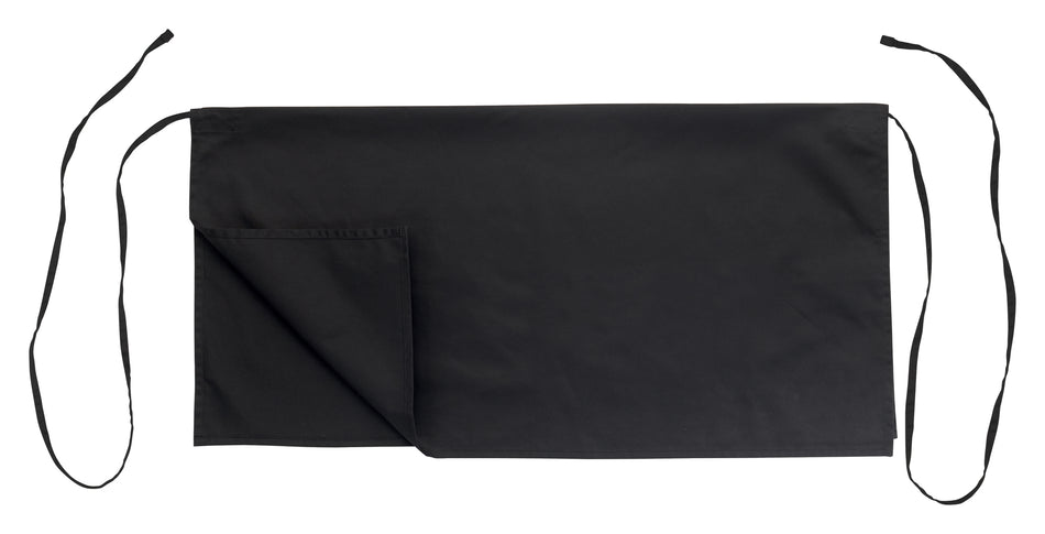 Winco WA4-3417K 34 Inch Long Black Waist Apron Machine Washable Poly-Cotton