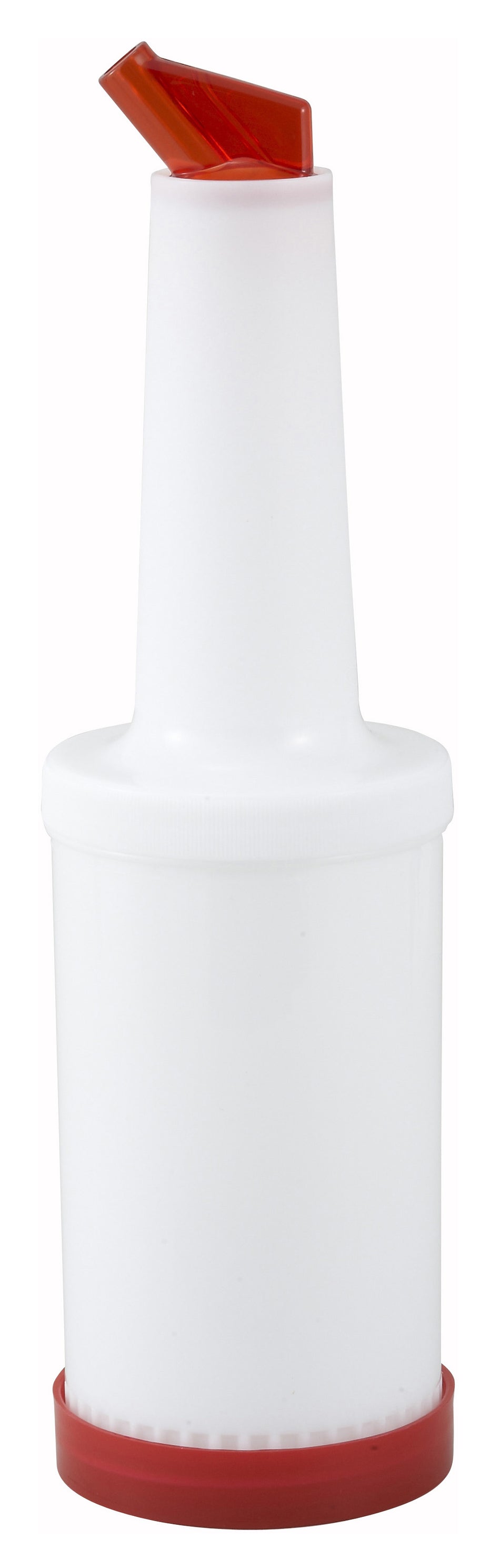 Winco PPB-1R 1 Quart Liquor and Juice Multi Pour with Red Lid and Spout