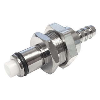 Male Panel-Mnt Quick Disc - Heavy-Duty Brass - 1/4" Hose Barb W/Shutoff