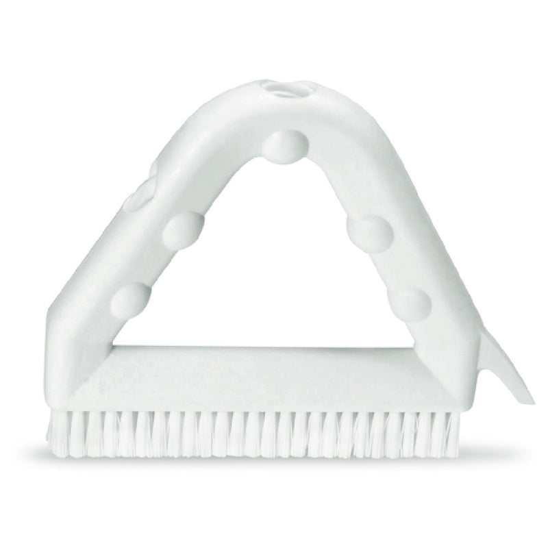 Carlisle 41323EC03 9 Inch Triangular Tile and Grout Brush with Scraper Plastic Black