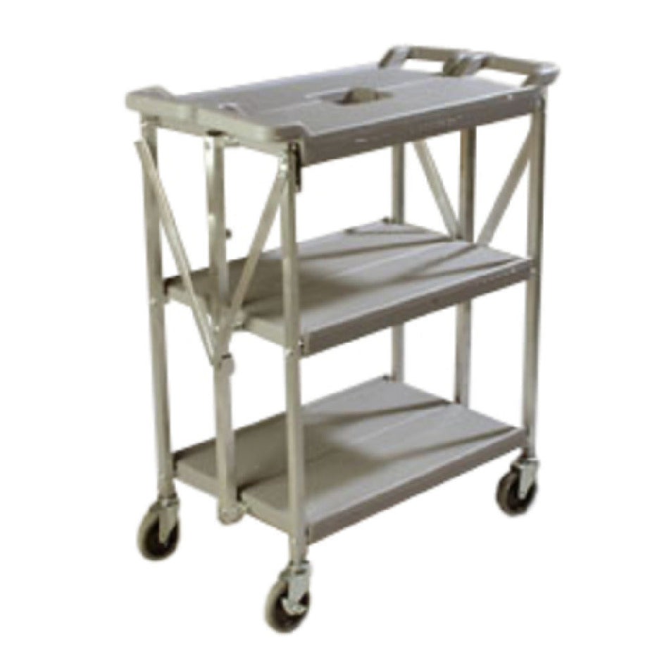 Carlisle SBC152123 29 Inch Utility Cart Open Design 3 Shelves Gray Polyethylene