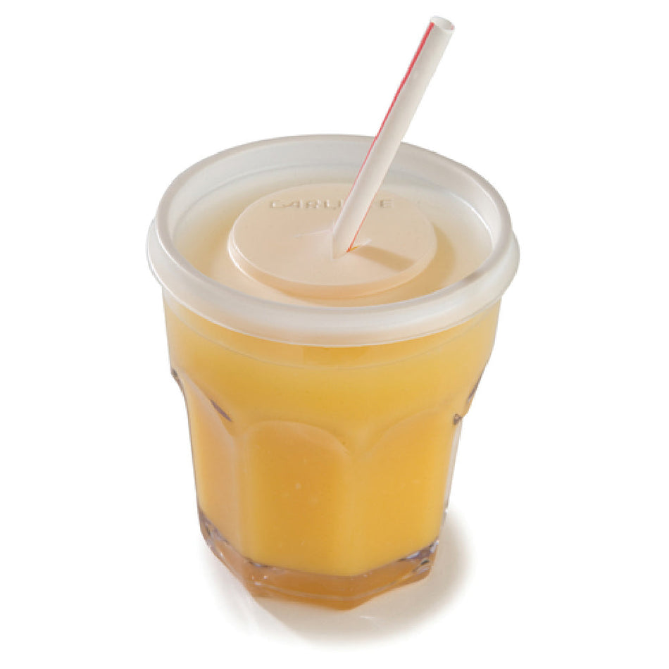 Carlisle 5812L30 12 Oz Disposable Lid Straw Slotted Recyclable Polystyrene Translucent