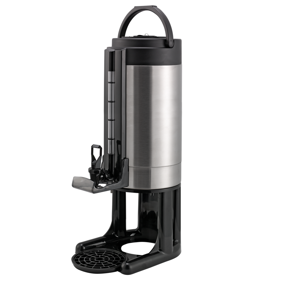 Universal Thermal Container 2-Gallon Vacuum Insulated Dispenser in Brushed Stainless and Black