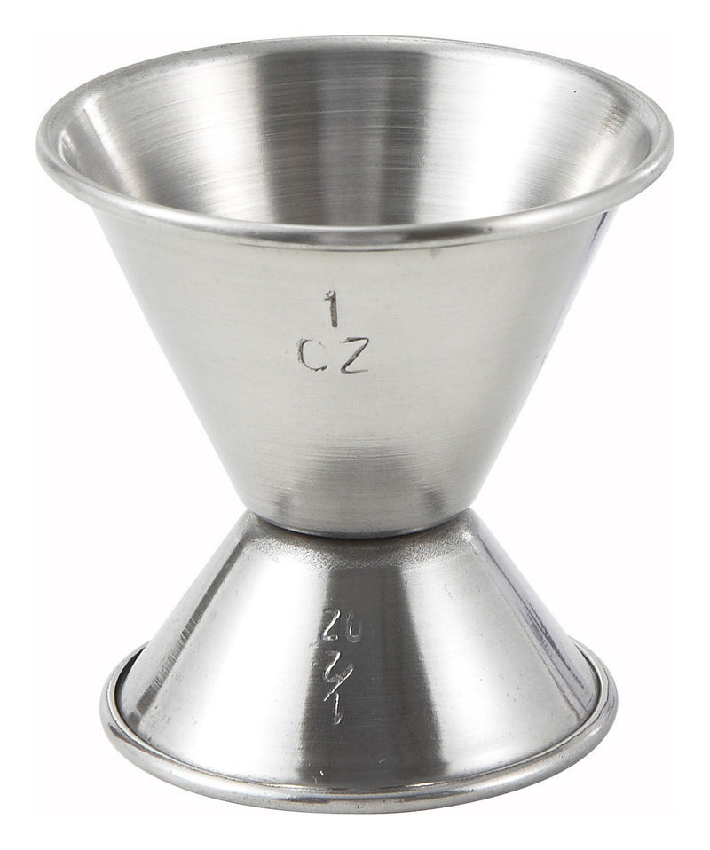 Winco J-1 1/2 Oz. to 1 Oz. Jigger with Stainless Steel Construction