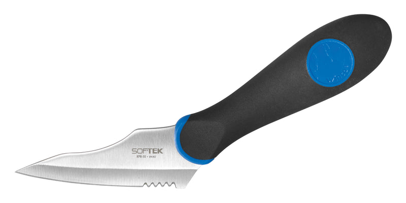 Winco KPR-30 3-1/2 Inch Blade Black and Blue TPR Utility Knife Stainless Steel