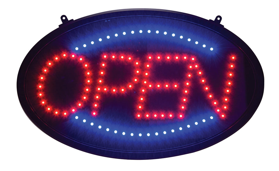 Winco LED-10 22-3/4 Inch LED Sign Open Oval with Dustproof Cover and Chain