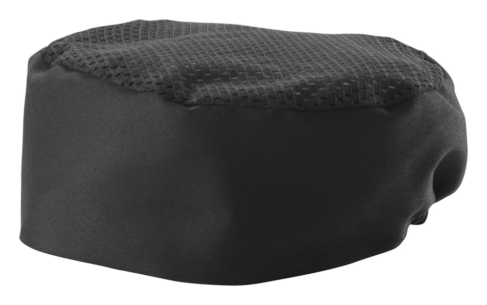 Winco CHPB-3BX Chef's Hat Ventilated Poly-Cotton Black 3-1/2 Inch