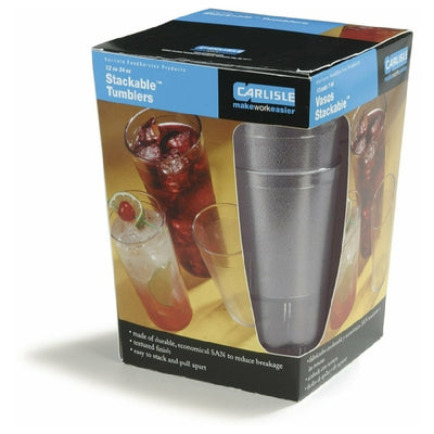 Carlisle 5224-807 24 Oz Clear Stackable Tumbler SAN Textured Dishwasher Safe