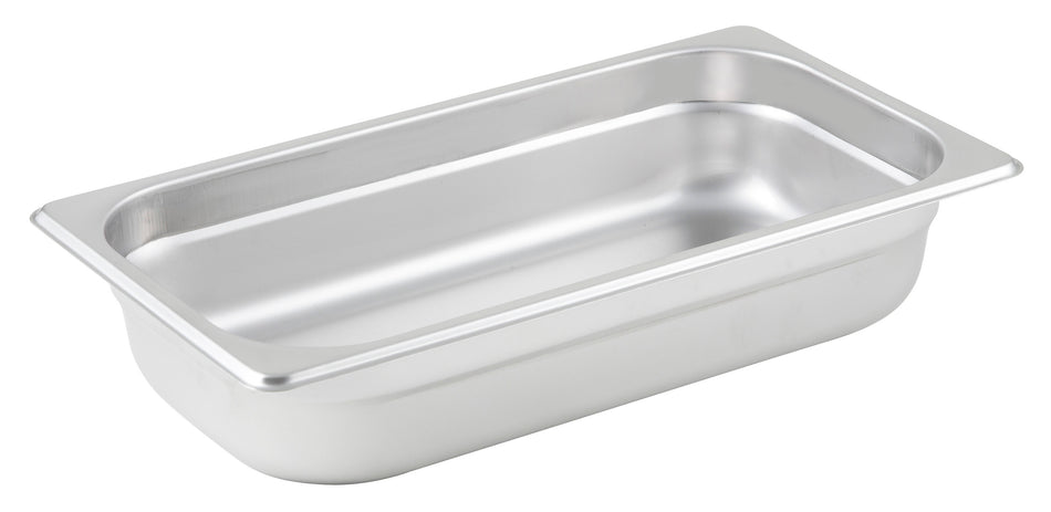 Winco SPJM-302 12-3/4 Inch 1/3 Size Stainless Steel Steam Table Pan Anti-jamming