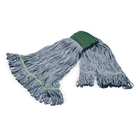 Carlisle 369120G14 Medium Looped-End Wet Mop Head Blue Yarn with Green Band