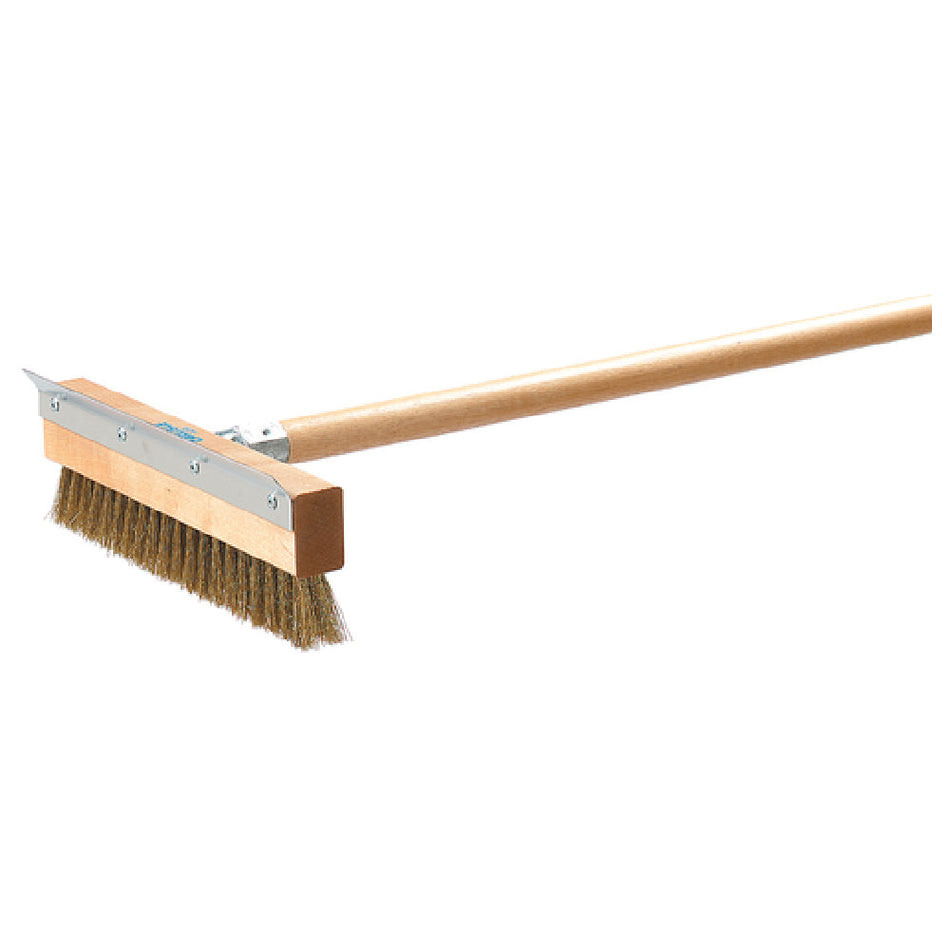 Carlisle 4029300 10 Inch Pizza Oven Brush with Brass Bristles and Scraper