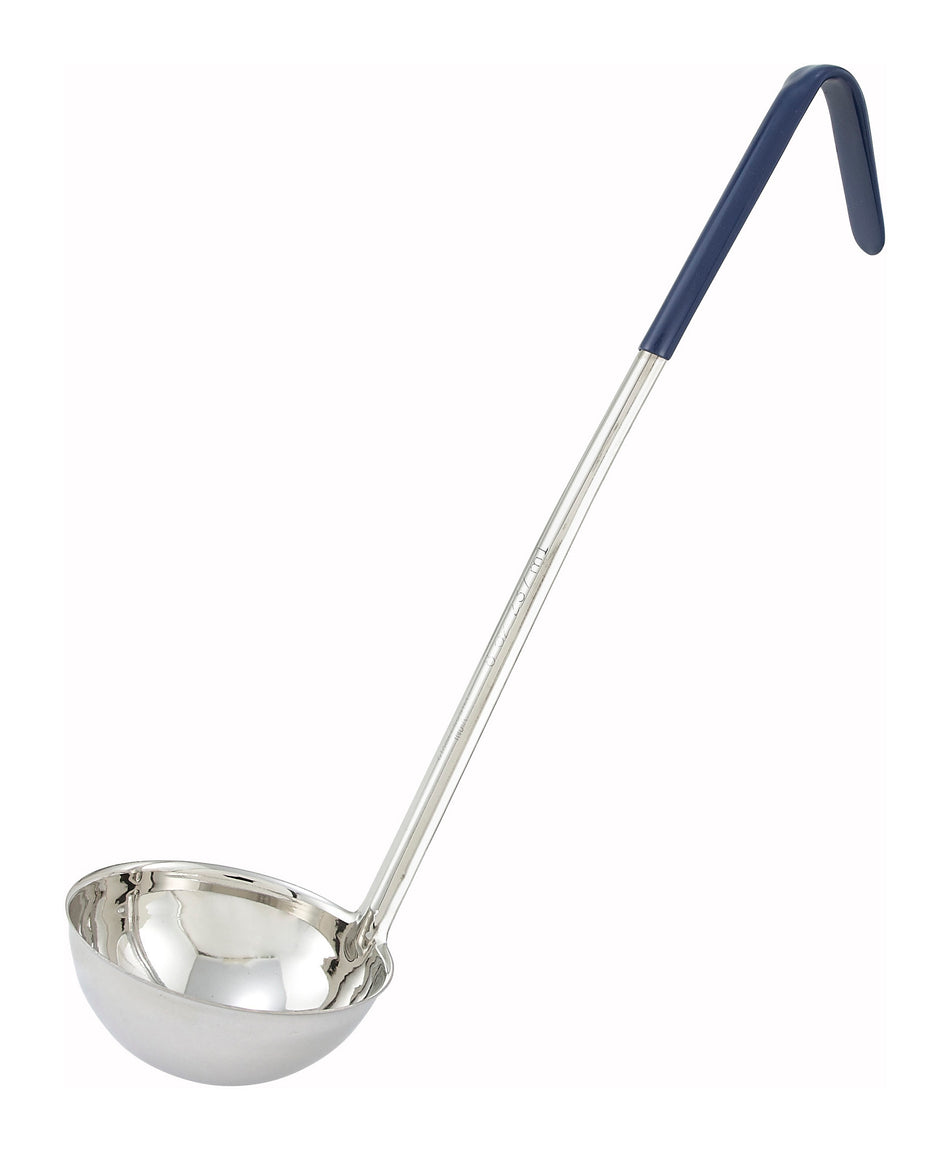 Winco LDC-8 8 Oz Color-Coded Ladle with 16-1/2 Inch Handle Stainless Steel Blue