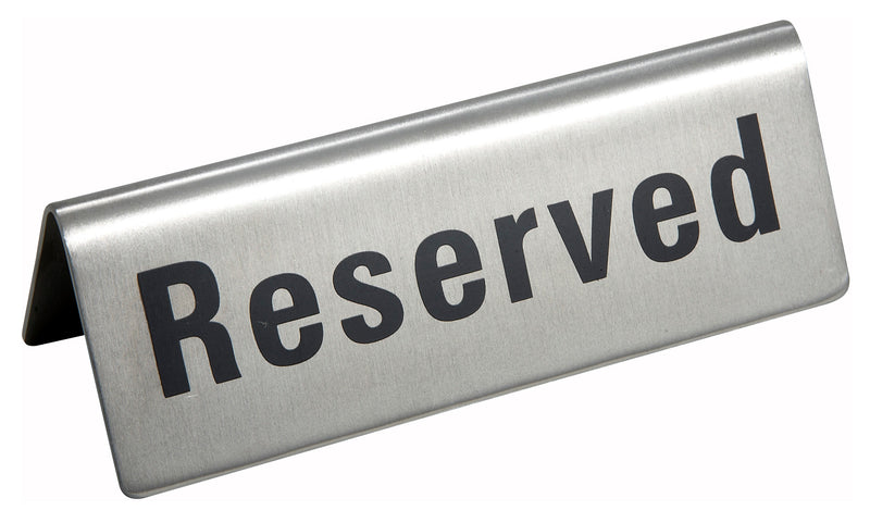 Winco RVS-4 4-3/4 Inch Reserved Tabletop Sign Stainless Steel