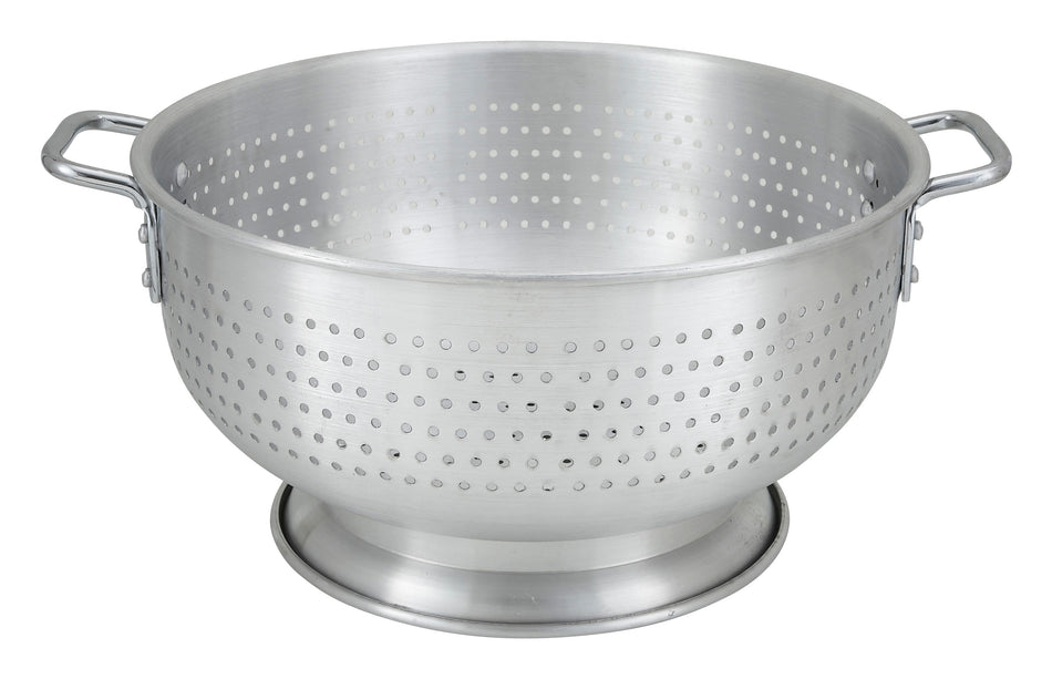 Winco ALO-16BH 16 Qt. Aluminum Colander with Handles and Base