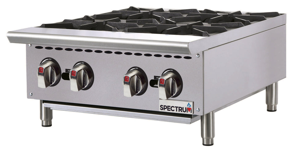 Winco NGHP-4 24 Inch Gas Hotplate with 4 Burners 25000 BTU - Countertop